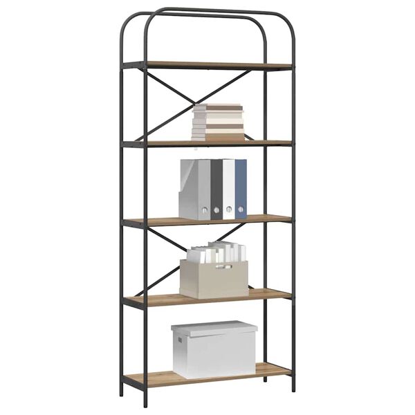 vidaXL Рафт за книги Дъб 80 x 30 x 183 см Инженерно дърво