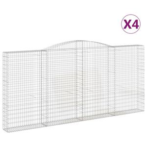vidaXL Габионни кошници арка 4 бр 400x30x180/200 см поцинковано желязо