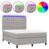 vidaXL Боксспринг легло с матрак и LED, светлосиво, 140x200 см, плат