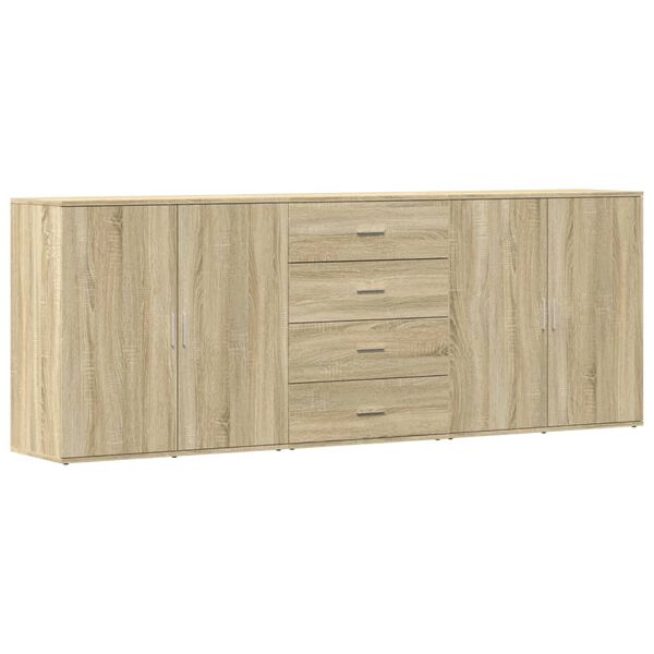 vidaXL Сайдборди, 3 бр, сонома дъб,инженерно дърво