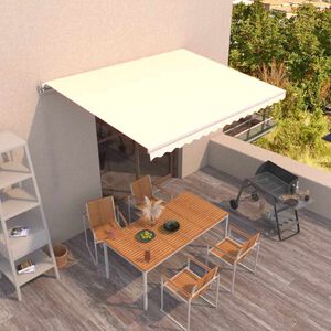vidaXL Ръчно прибиращ се сенник, 400x350 см, кремав