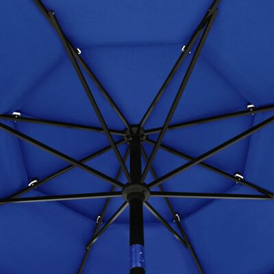 vidaXL Градински чадър на 3 нива с алуминиев прът, лазурносин, 3,5 м