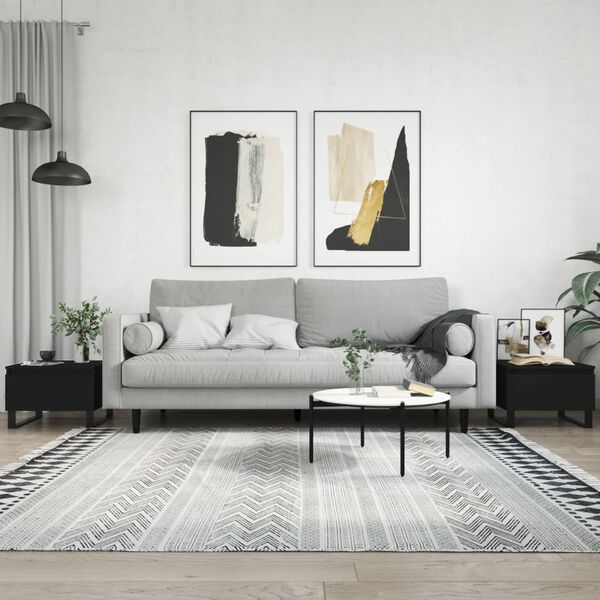 vidaXL Кафе маси, 2 бр, черни, 50x46x35 см, инженерно дърво