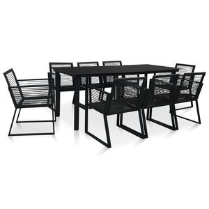 vidaXL Градински трапезен комплект, 5 части, PVC ратан, черен