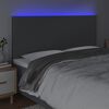 vidaXL LED горна табла за легло, тъмносива, 180x5x118/128 см, плат