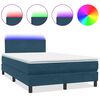 vidaXL Боксспринг легло с матрак и LED, тъмносиньо, 120x210 см, кадифе
