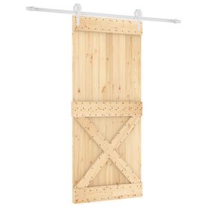 vidaXL Преплъзваща се врата Естествено и бяло 90 x 210 cm
