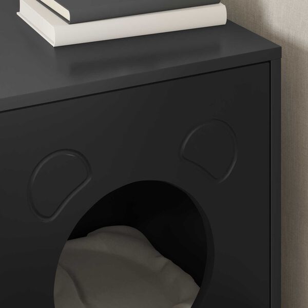 vidaXL Къща за котки Черно 42,5 x 40 x 53 см Инженерно дърво