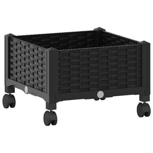 vidaXL Градинска саксия с колела Черно 40 x 40 x 29 см ПП