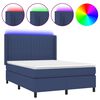 vidaXL Боксспринг легло с матрак и LED, синьо, 140x200 см, плат