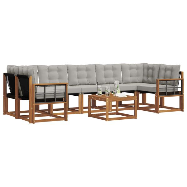 vidaXL Комплект дивани за открито 8 pcs Естествено и светло сиво