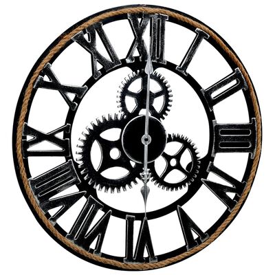 vidaXL Стенен часовник, черен, 60 см, МДФ