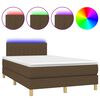 vidaXL Боксспринг легло с матрак и LED, тъмнокафяво, 120x190 см, плат