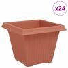 vidaXL Квадратна цветна саксия 24 бр. Червено тухла 38 x 38 x 30 см