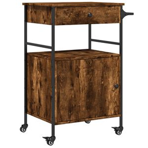 vidaXL Кухненска количка, опушен дъб, 56x43x89,5 см, инженерно дърво
