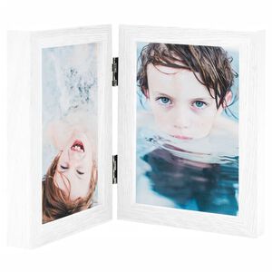 vidaXL Двойна фоторамка колаж бяла 2x(13x18 см)