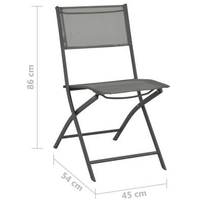 vidaXL Сгъваеми градински столове, 4 бр, сиви, стомана и Textilene