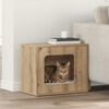 vidaXL Къща за котки Дъб Артизан 51 x 30 x 42,5 см Инженерно дърво