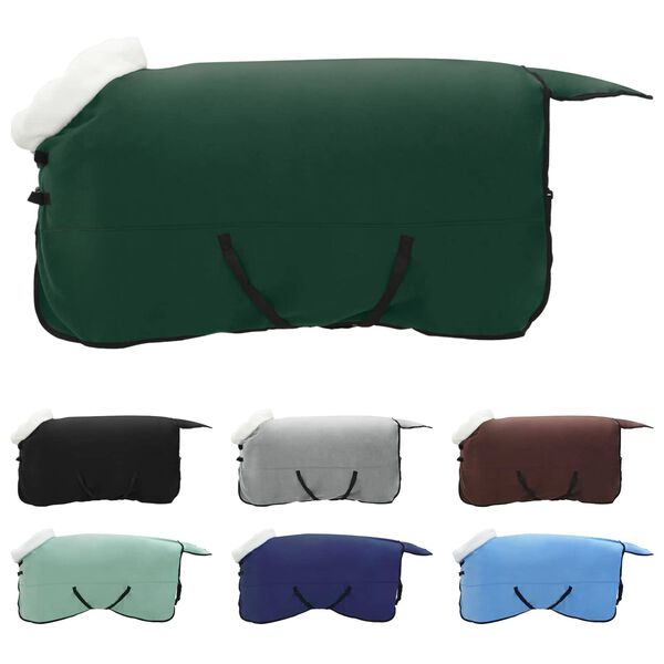 vidaXL Конско одеяло Пълно тъмно зелено 145 cm Полар флийс