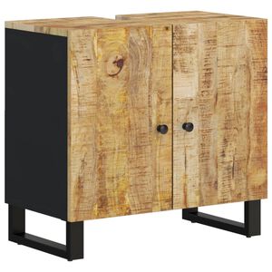 vidaXL Шкаф за мивка, 62x33x58 см, масивно мангово и инженерно дърво