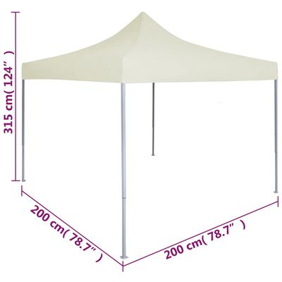 vidaXL Професионална сгъваема парти шатра, 2x2 м, стомана, кремава