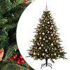 vidaXL Изкуствена коледна елха с топки 210 см 300 LED светодиода