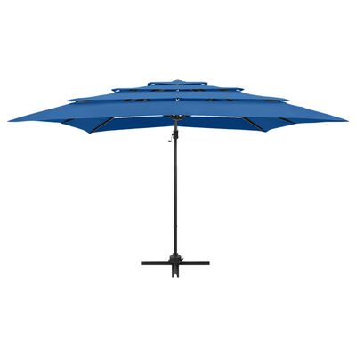 vidaXL Градински чадър на 4 нива алуминиев прът лазурносин 250x250 см