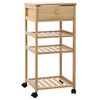 vidaXL Кухненска количка с колела Естествен 37 x 36 x 80 см Бамбук