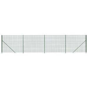vidaXL Плетена оградна мрежа с фланец, зелена, 1,4x10 м