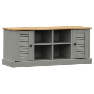 vidaXL Пейка за обувки VIGO, сива, 106x35x45 см, бор масив