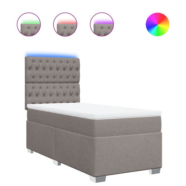 vidaXL Боксспринг легло с матрак, таупе, 80x200 см, плат