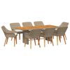 vidaXL Комплект за хранене в градината 9 pcs Бежово и кафяво полиратан
