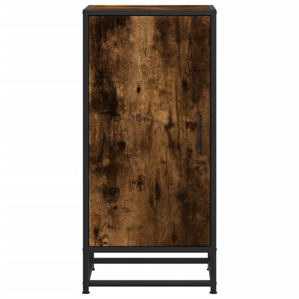 vidaXL Сайдборд, опушен дъб, 35,5x35x76 см, инженерно дърво и метал