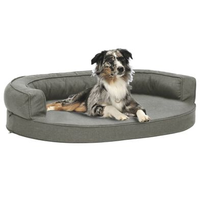 vidaXL Ергономичен матрак кучeшко легло, 75x53 см, с вид на лен, сив