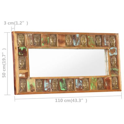vidaXL Огледало с рамка Буда, 110х50 см, регенерирано дърво масив