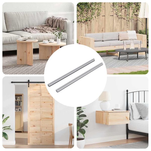 vidaXL Резбови пръти 2 pcs Сребрист