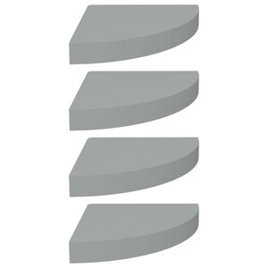 323903 vidaXL Floating Corner Shelves 4 pcs Grey 25x25x3,8 cm MDF