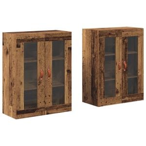 vidaXL Стенни шкафове 2 бр. Старо дърво 69,5 x 34 x 90 см