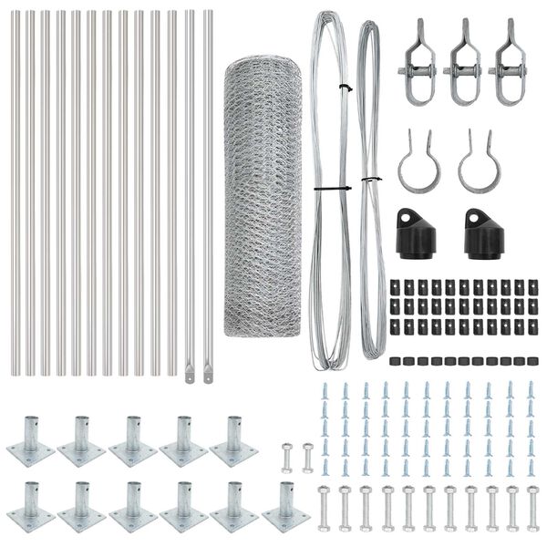 vidaXL Стълб за ограда. Сребрист 25 x 0,4 м (13 мм мрежа) Стомана