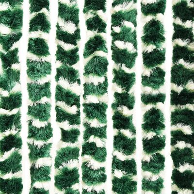 vidaXL Ресни за врата против мухи, зелено и бяло, 56x200 см, шенил