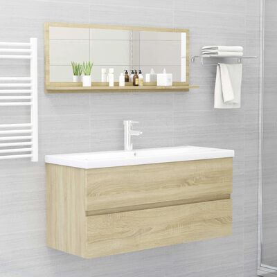 vidaXL Огледало за баня, дъб сонома, 100x10,5x37 см, ПДЧ