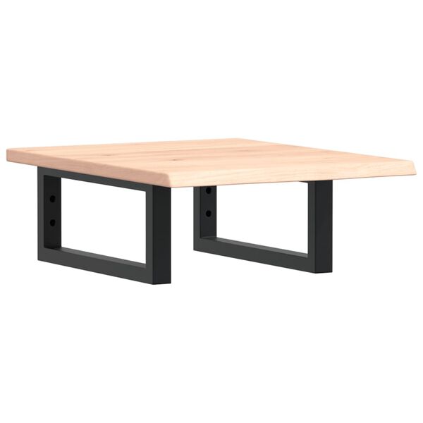 vidaXL Стенен рафт за мивка, стомана и масивно дърво дъб