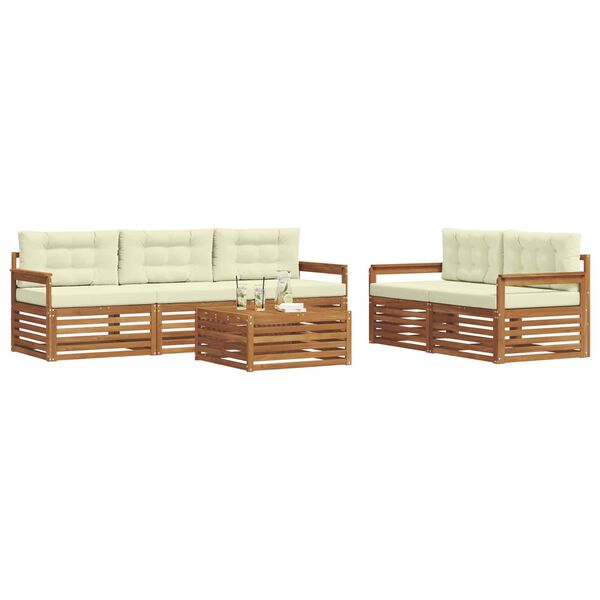 vidaXL Комплект дивани за открито 6 pcs Натурален и Крема