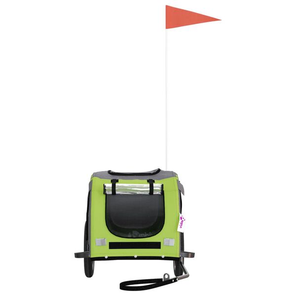 vidaXL Ремарке за колело за любимци зелен и сив Оксфорд плат и желязо