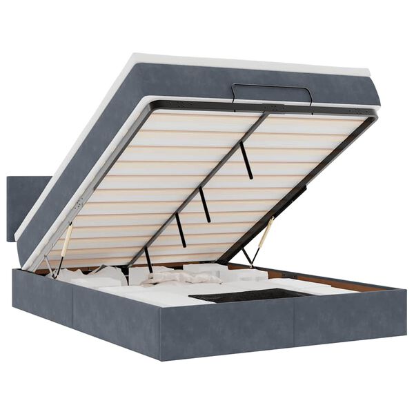 vidaXL Османско легло с матрак Тъмно сиво 140x200cm кадифе