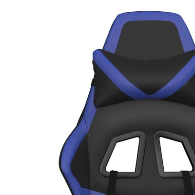 vidaXL Масажен гейминг стол с опора за крака черно-син изкуствена кожа