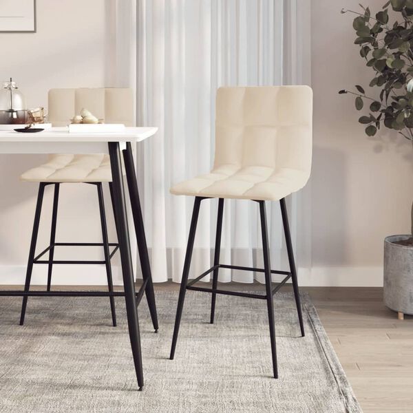 vidaXL Бар табуретки, 2 бр, кремави, кадифе