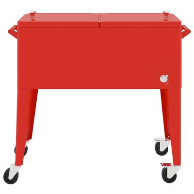 vidaXL Хладилна количка с колела, червена, 92x43x89 см