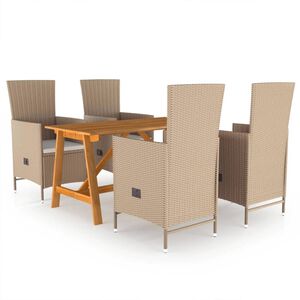 vidaXL Градински трапезен комплект, 5 части, бежов