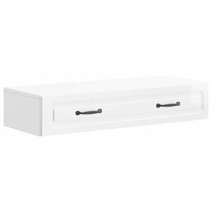vidaXL Стенен страничен масичка Бял гланц 87,5 x 34,5 x 17 см